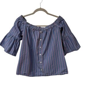 Abercrombie & Fitch off the shoulder blue stripe peasant top XS boho